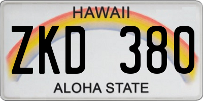 HI license plate ZKD380