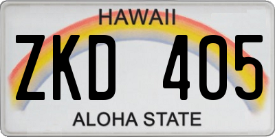 HI license plate ZKD405