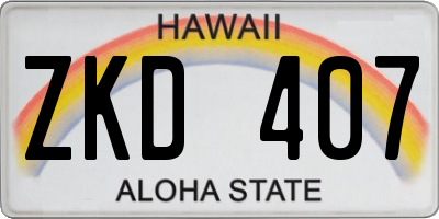 HI license plate ZKD407