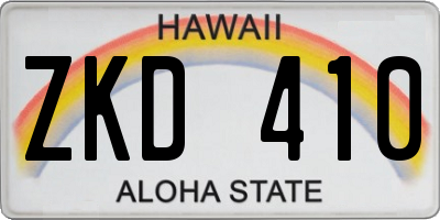 HI license plate ZKD410