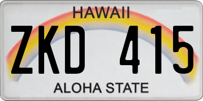 HI license plate ZKD415