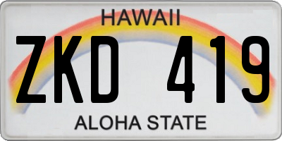 HI license plate ZKD419