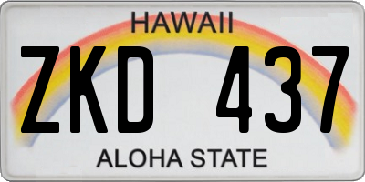 HI license plate ZKD437