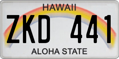 HI license plate ZKD441