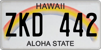 HI license plate ZKD442