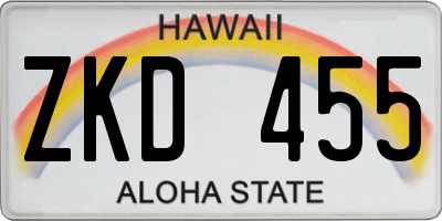 HI license plate ZKD455