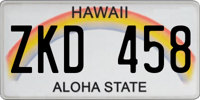 HI license plate ZKD458