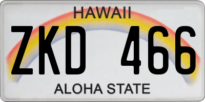 HI license plate ZKD466
