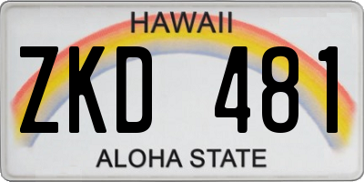 HI license plate ZKD481