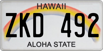 HI license plate ZKD492