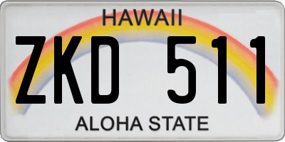 HI license plate ZKD511