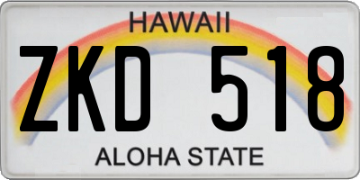 HI license plate ZKD518