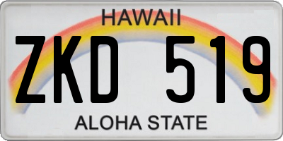 HI license plate ZKD519