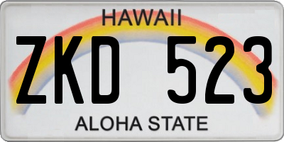 HI license plate ZKD523