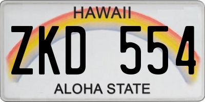 HI license plate ZKD554