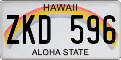 HI license plate ZKD596