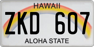 HI license plate ZKD607