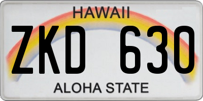 HI license plate ZKD630