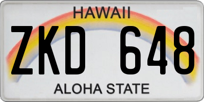 HI license plate ZKD648