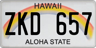 HI license plate ZKD657