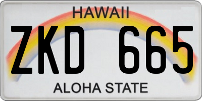 HI license plate ZKD665