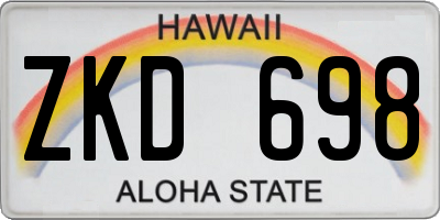 HI license plate ZKD698