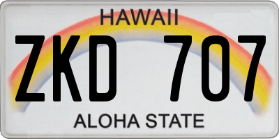 HI license plate ZKD707