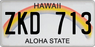 HI license plate ZKD713
