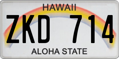 HI license plate ZKD714