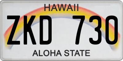 HI license plate ZKD730