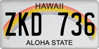 HI license plate ZKD736