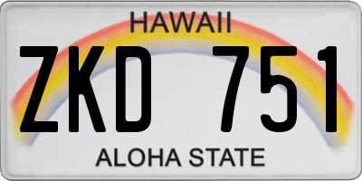 HI license plate ZKD751