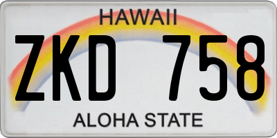 HI license plate ZKD758