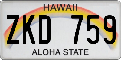 HI license plate ZKD759