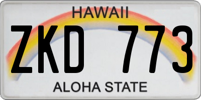 HI license plate ZKD773