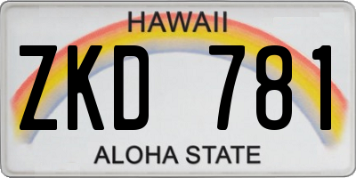 HI license plate ZKD781
