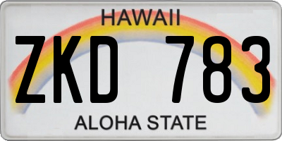 HI license plate ZKD783