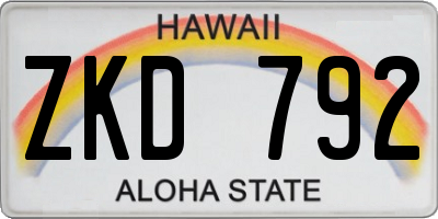 HI license plate ZKD792