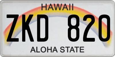 HI license plate ZKD820