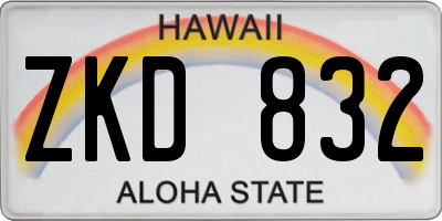 HI license plate ZKD832