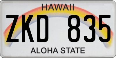 HI license plate ZKD835