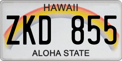 HI license plate ZKD855