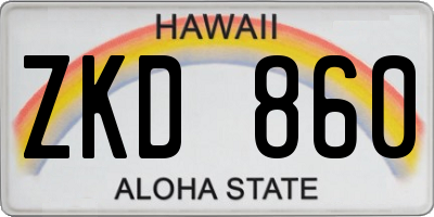 HI license plate ZKD860
