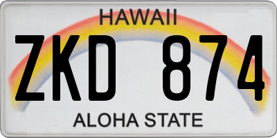 HI license plate ZKD874