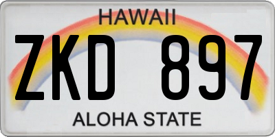HI license plate ZKD897