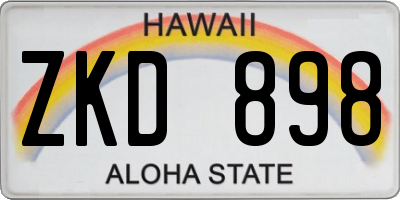 HI license plate ZKD898