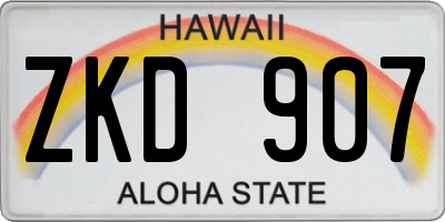 HI license plate ZKD907