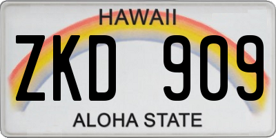 HI license plate ZKD909
