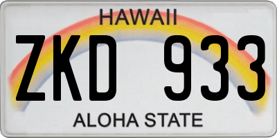 HI license plate ZKD933