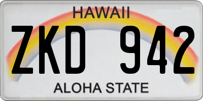 HI license plate ZKD942